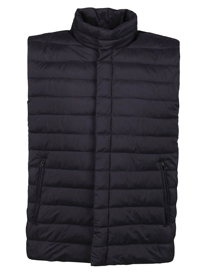 Gilet Nylon Opaco Bottoni Blue Polyamide Jacket