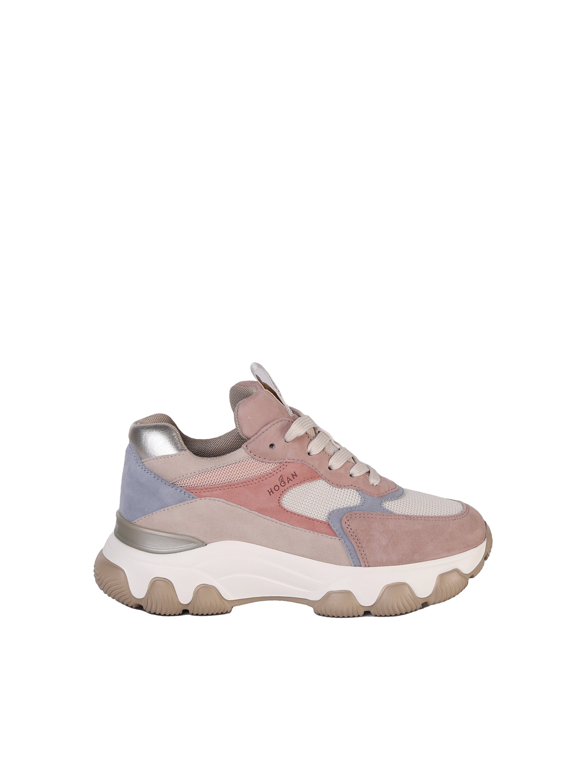 Hogan Sneakers Pink,beige, Light Blue Suede