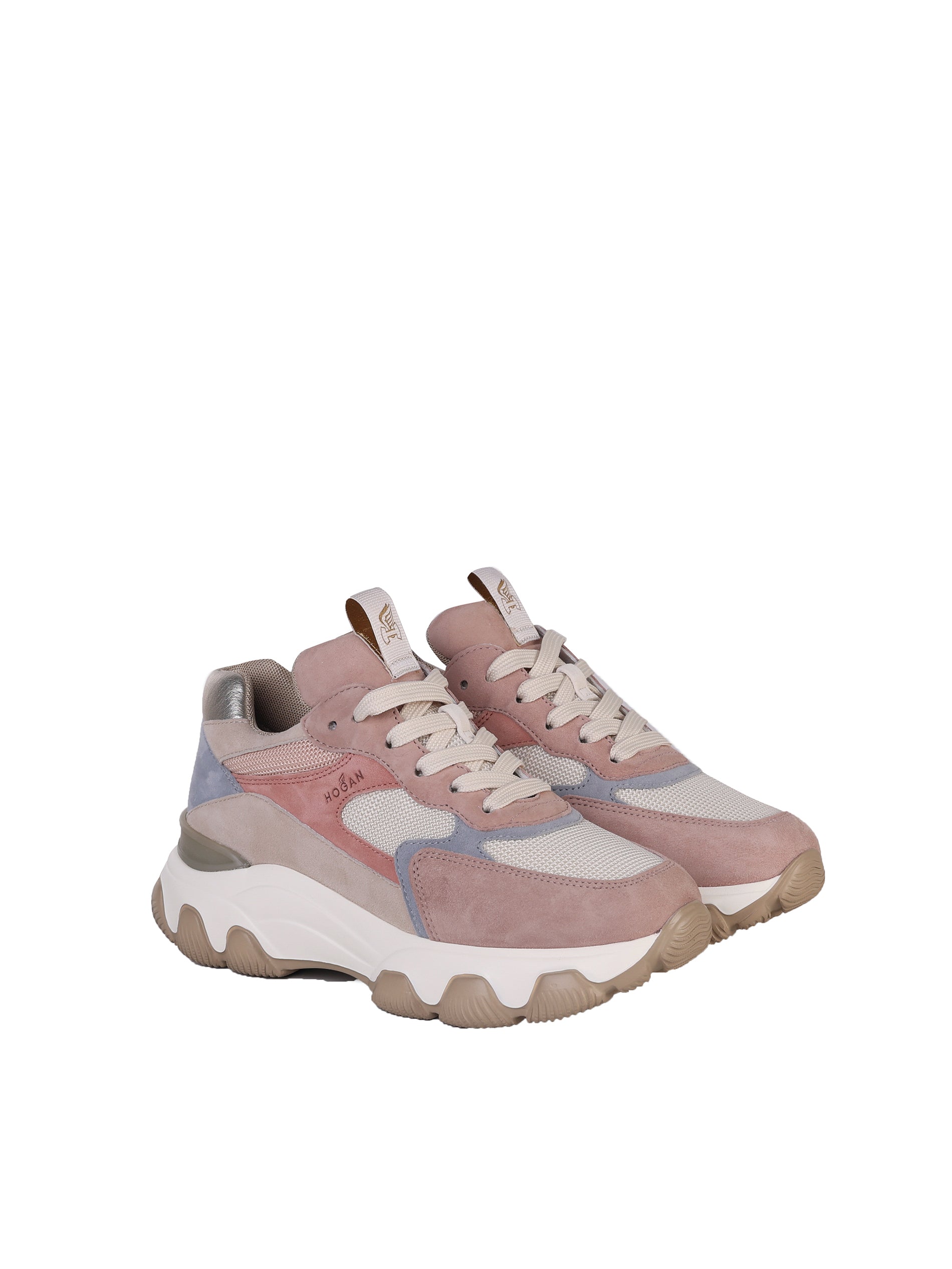 Hogan Sneakers Pink,beige, Light Blue Suede