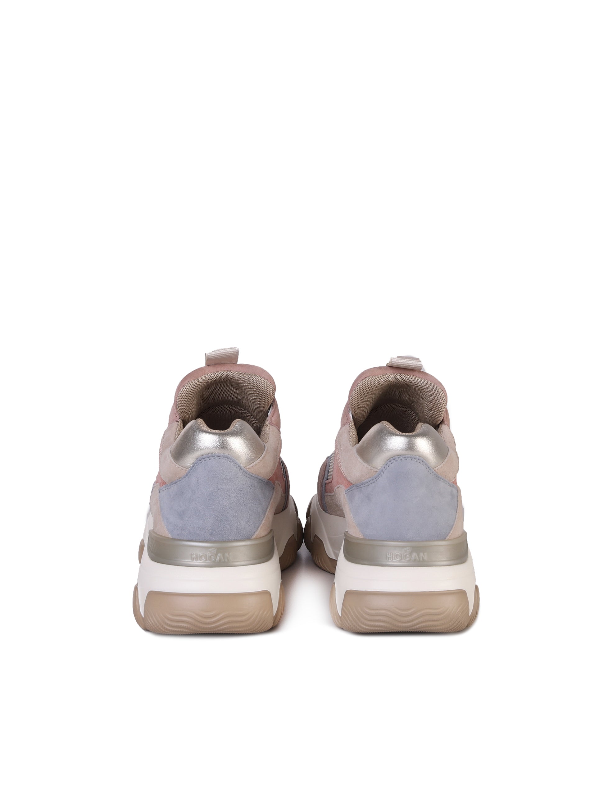 Hogan Sneakers Pink,beige, Light Blue Suede