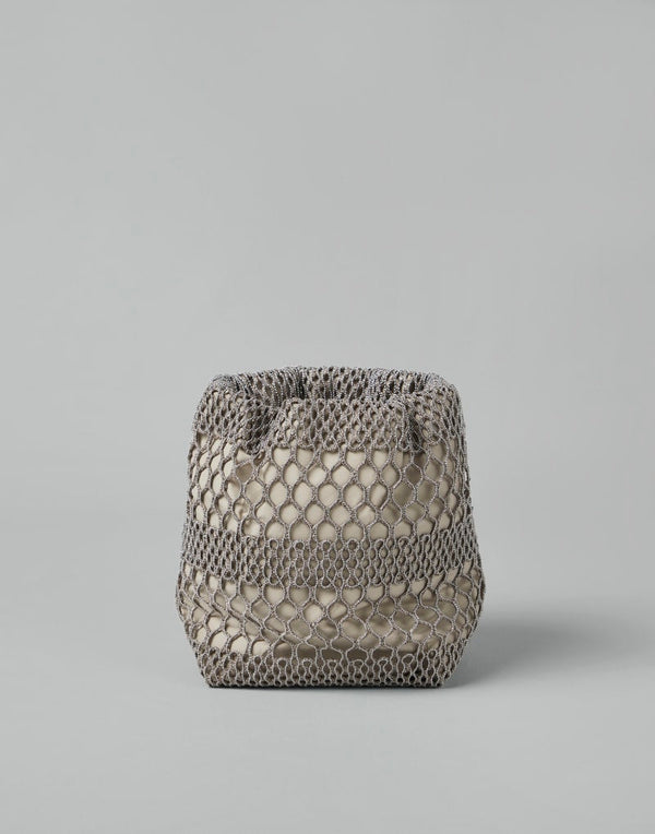 Brunello Cucinelli Womens Beige Mesh Pouch Bag