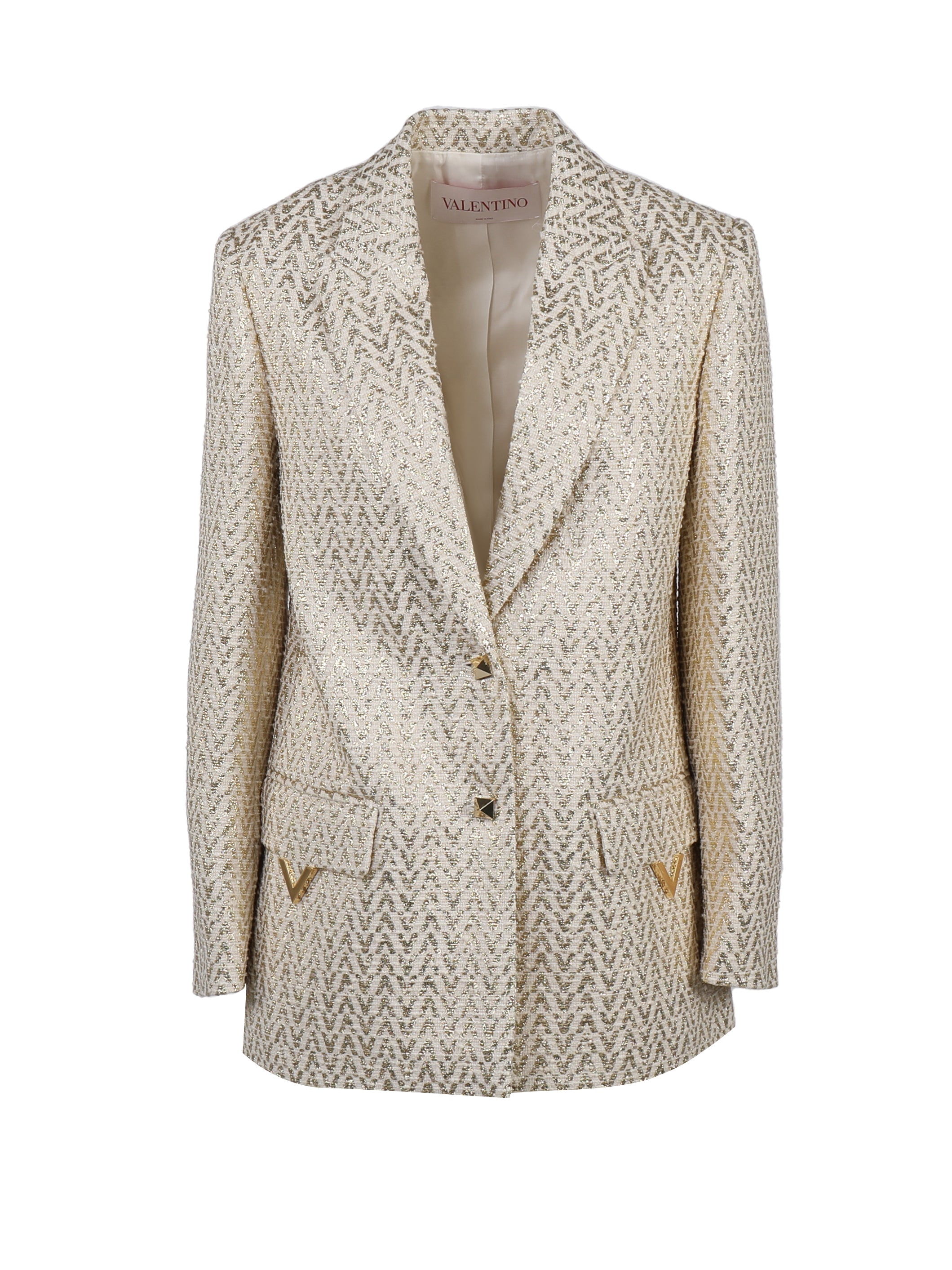Valentino Garavani Jackets Ivory, Gold Cotton
