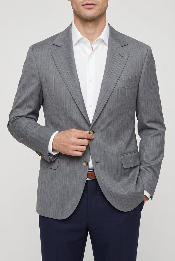 Brunello Cucinelli Mens Grey Wool Tailored Blazer Clothing