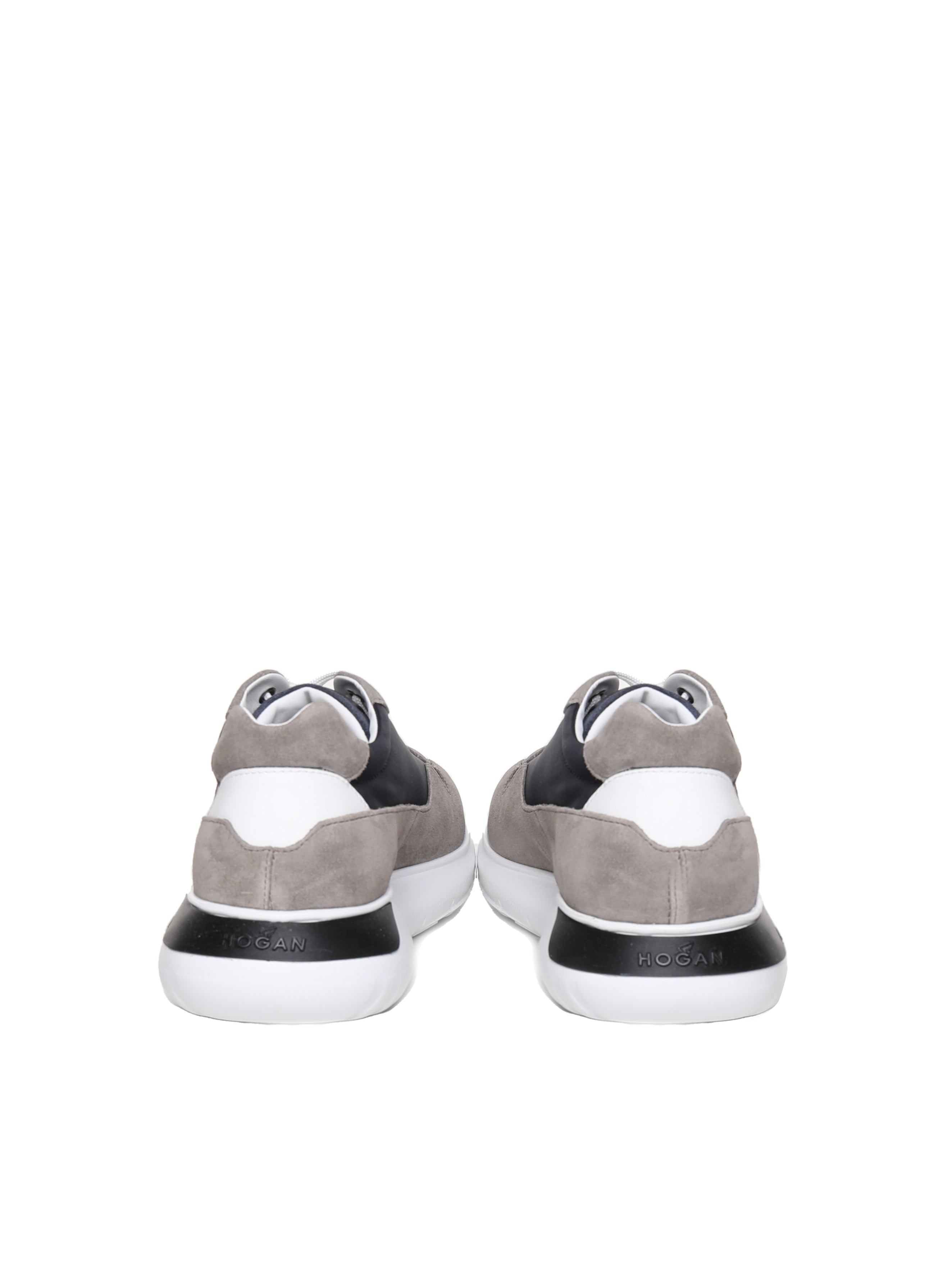 Hogan Sneakers Grey, Black, White, Orange Rubber Suede Calfskin