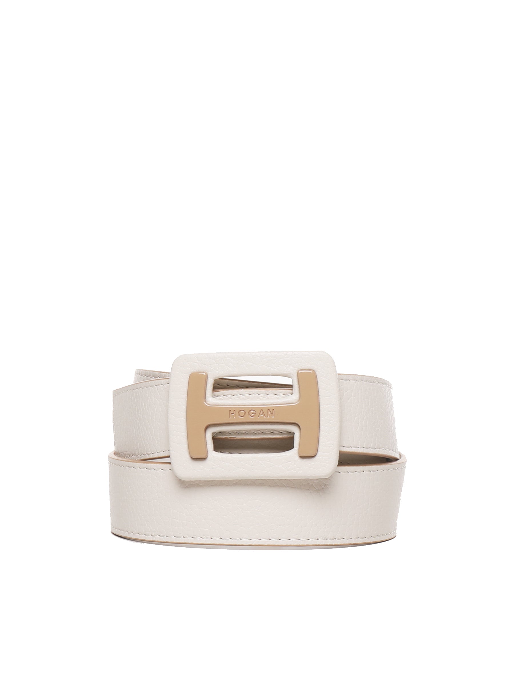 Hogan Belts Cream, Gold Calfskin