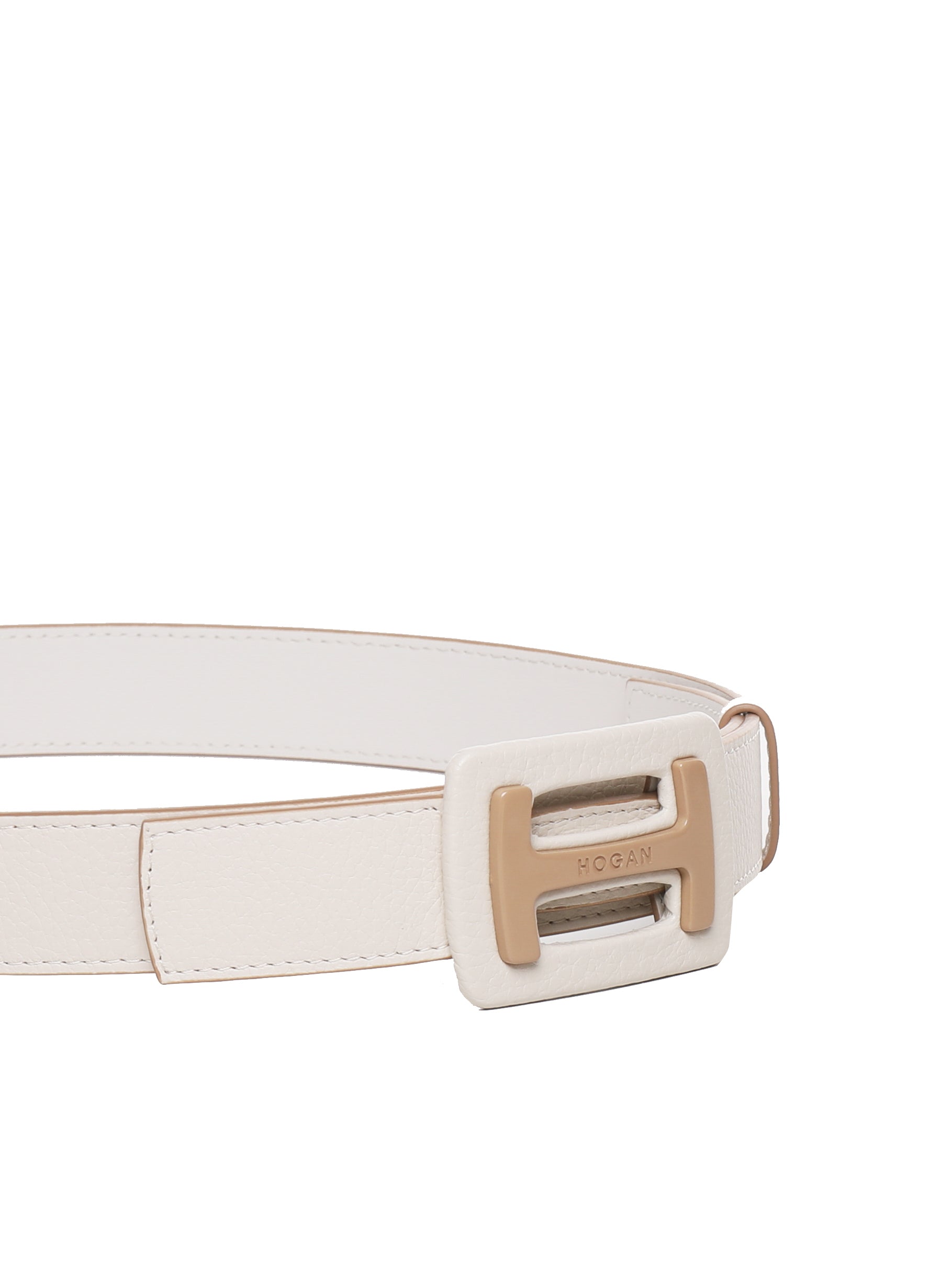 Hogan Belts Cream, Gold Calfskin