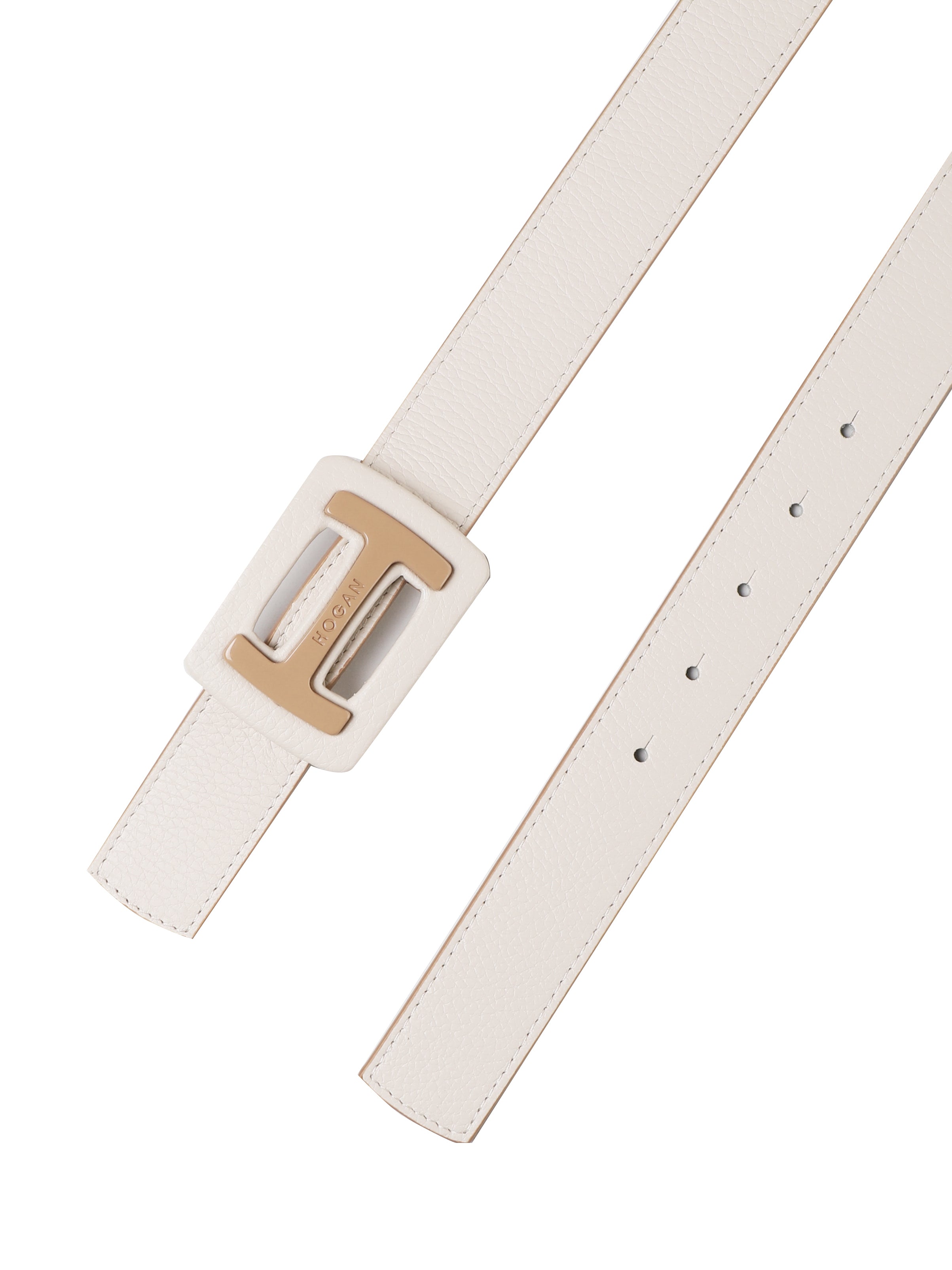 Hogan Belts Cream, Gold Calfskin