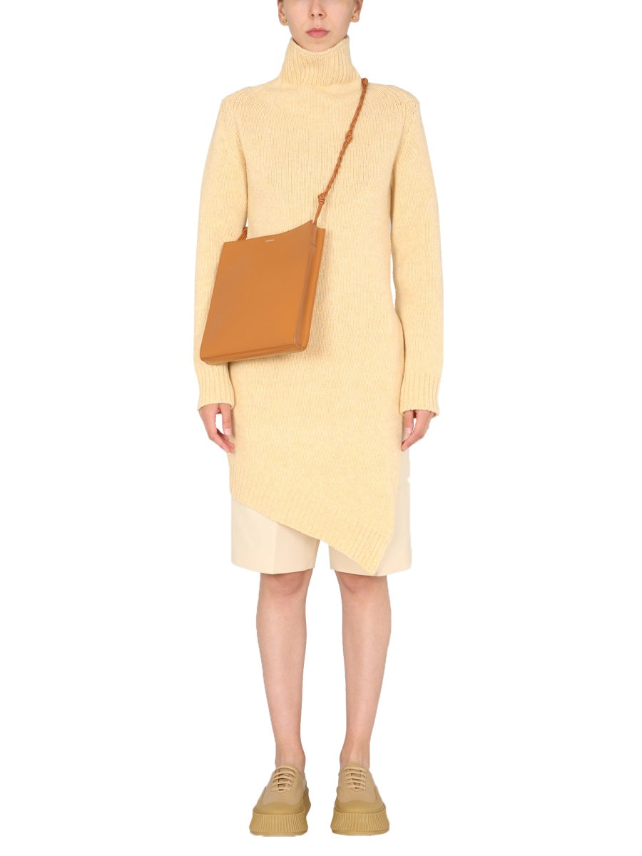 Long Asymmetric Sweater Yellow Wool Jumpers