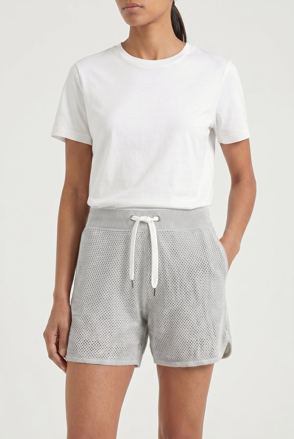 Brunello Cucinelli Womens Light Grey Cotton Shorts Silver