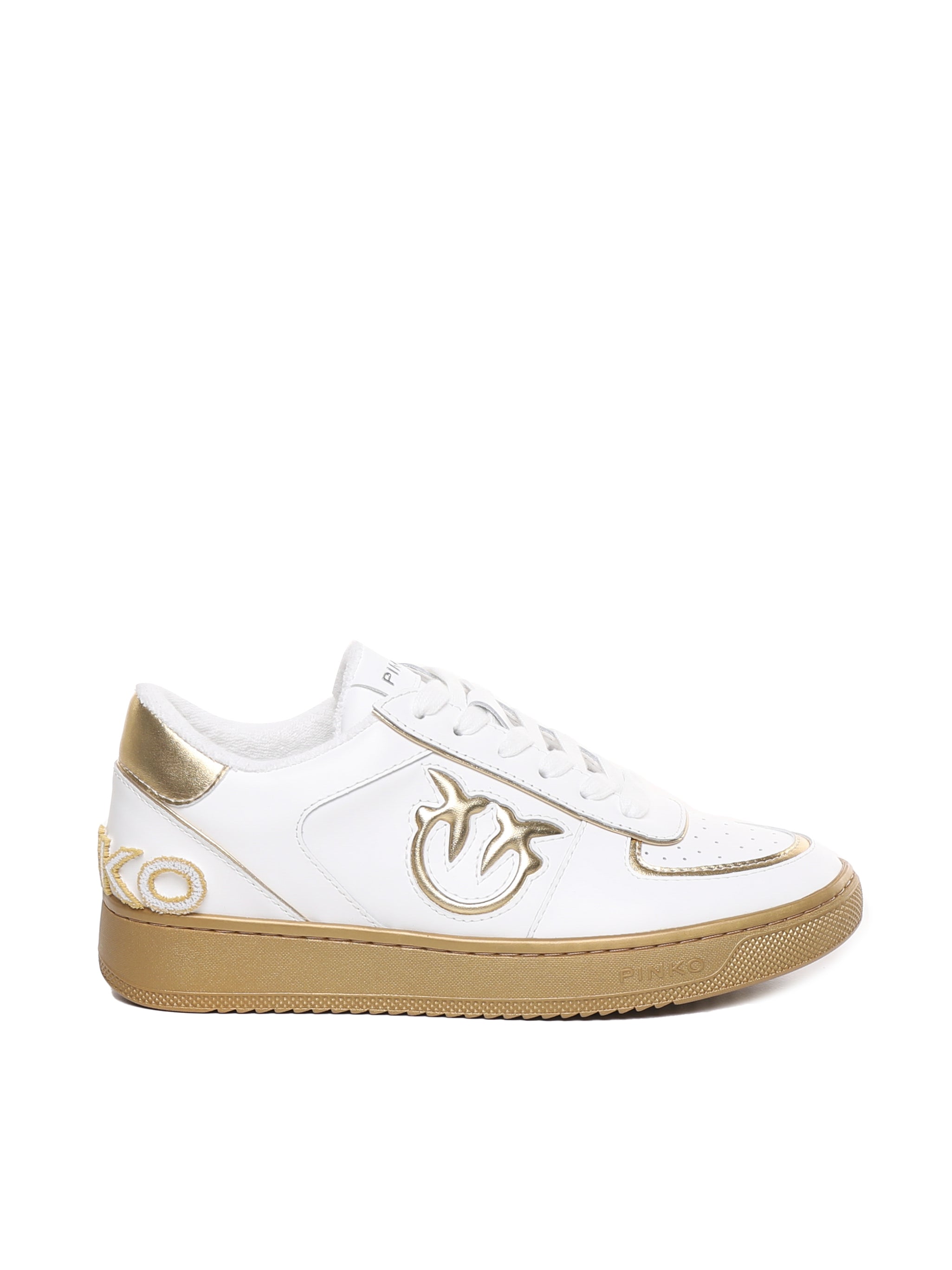 Pinko Sneakers White, Gold Calfskin