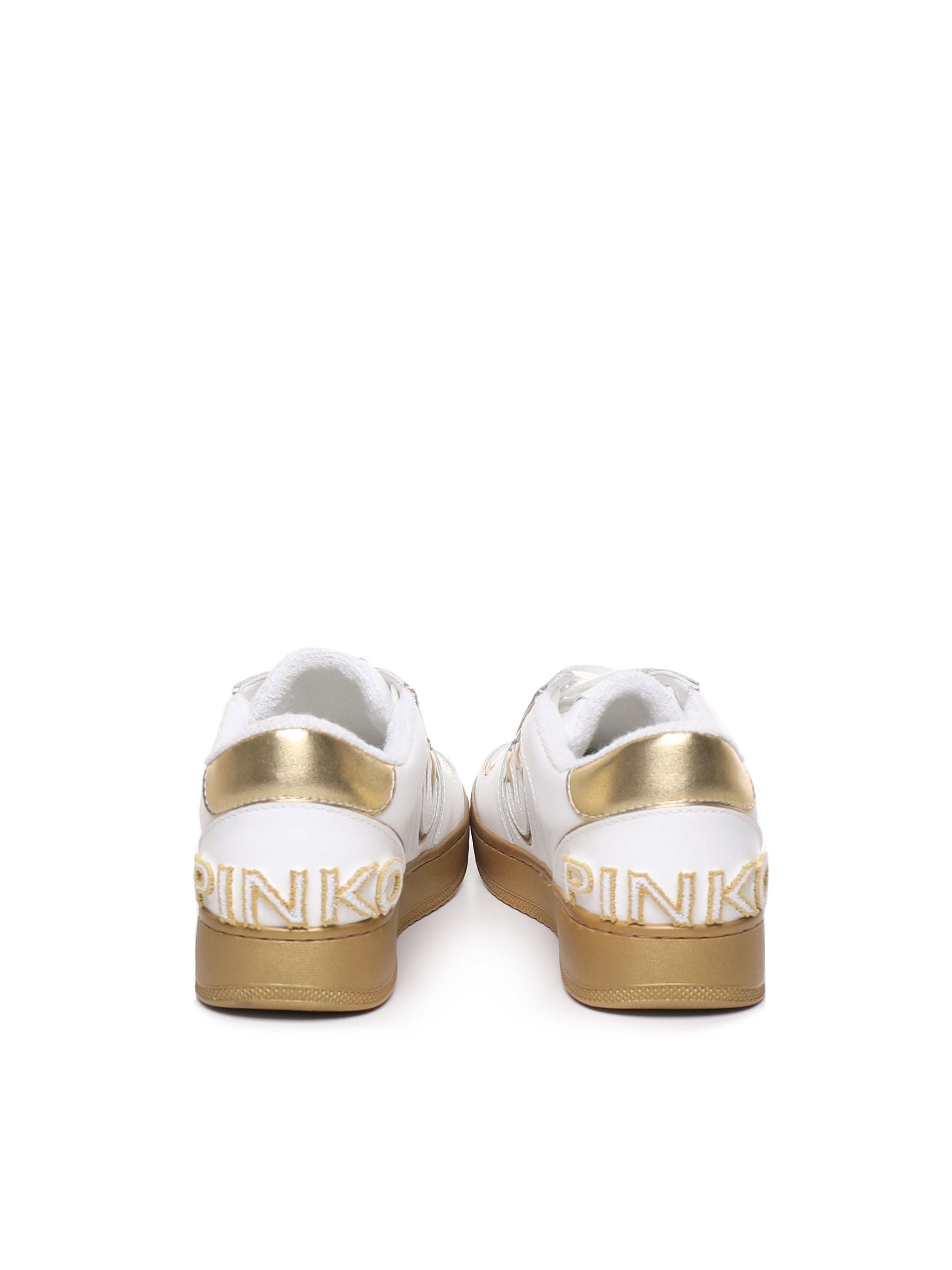 Pinko Sneakers White, Gold Calfskin