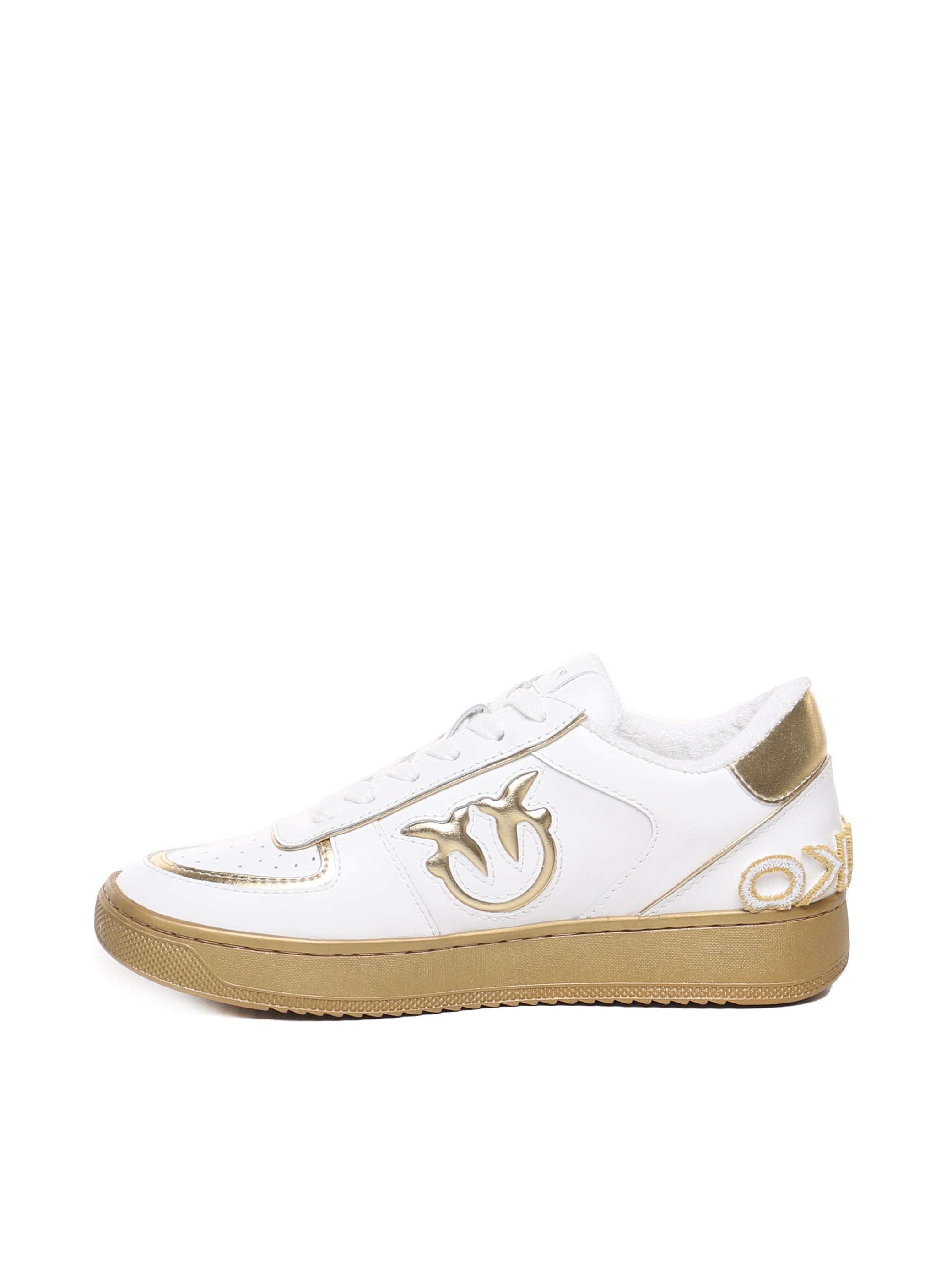 Pinko Sneakers White, Gold Calfskin