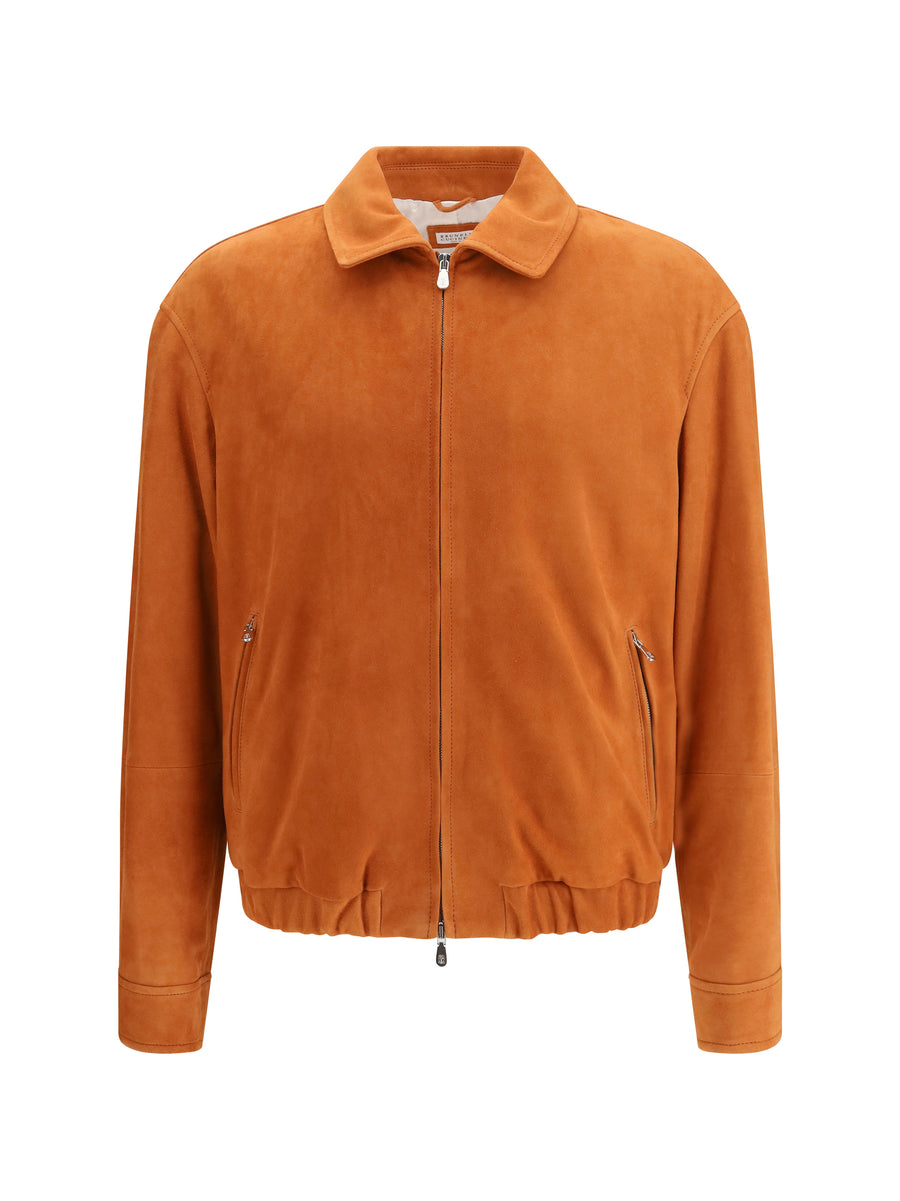 Brunello Cucinelli 100% Calf Leather Bos Taurus jacket in orange