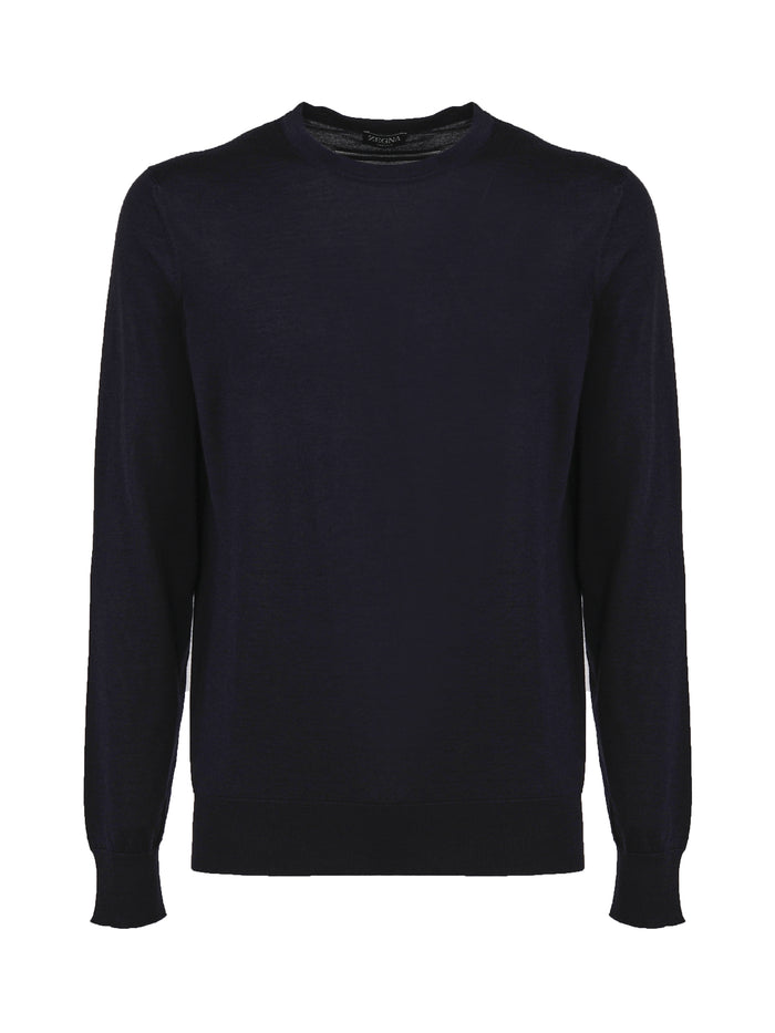 Zegna Sweaters Blue Cashmere Silk |