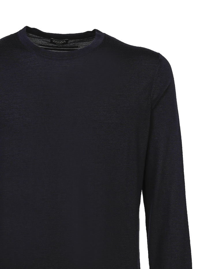 Zegna Sweaters Blue Cashmere Silk |