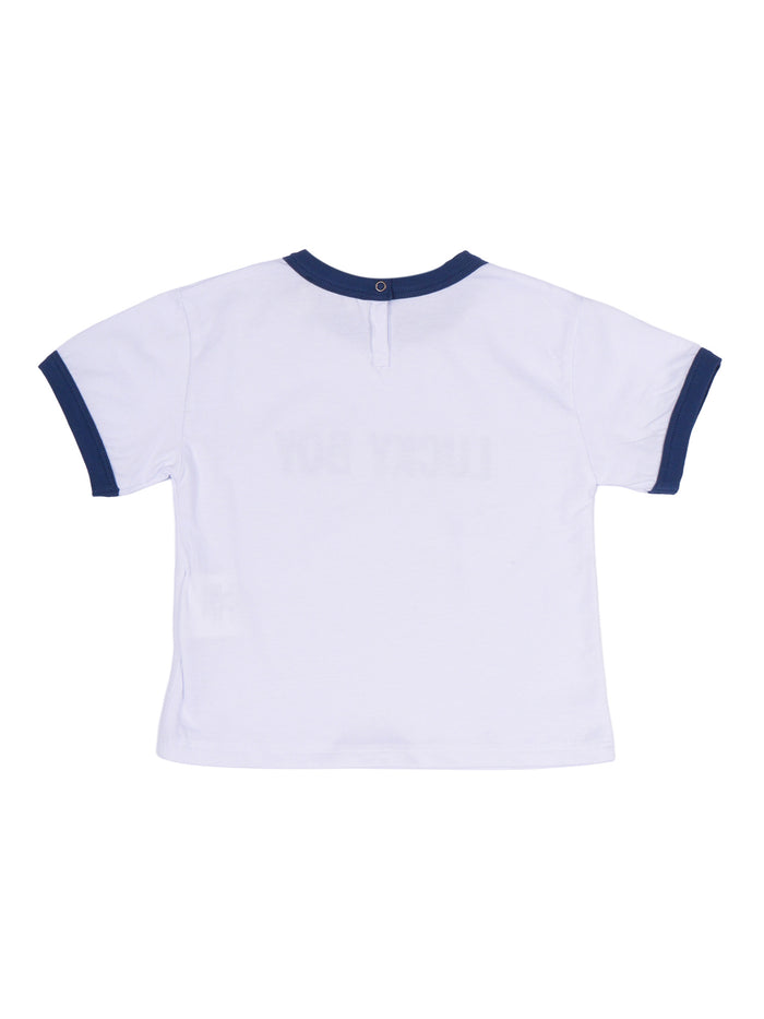 Lucky T-Shirt White Cotton Short Sleeves