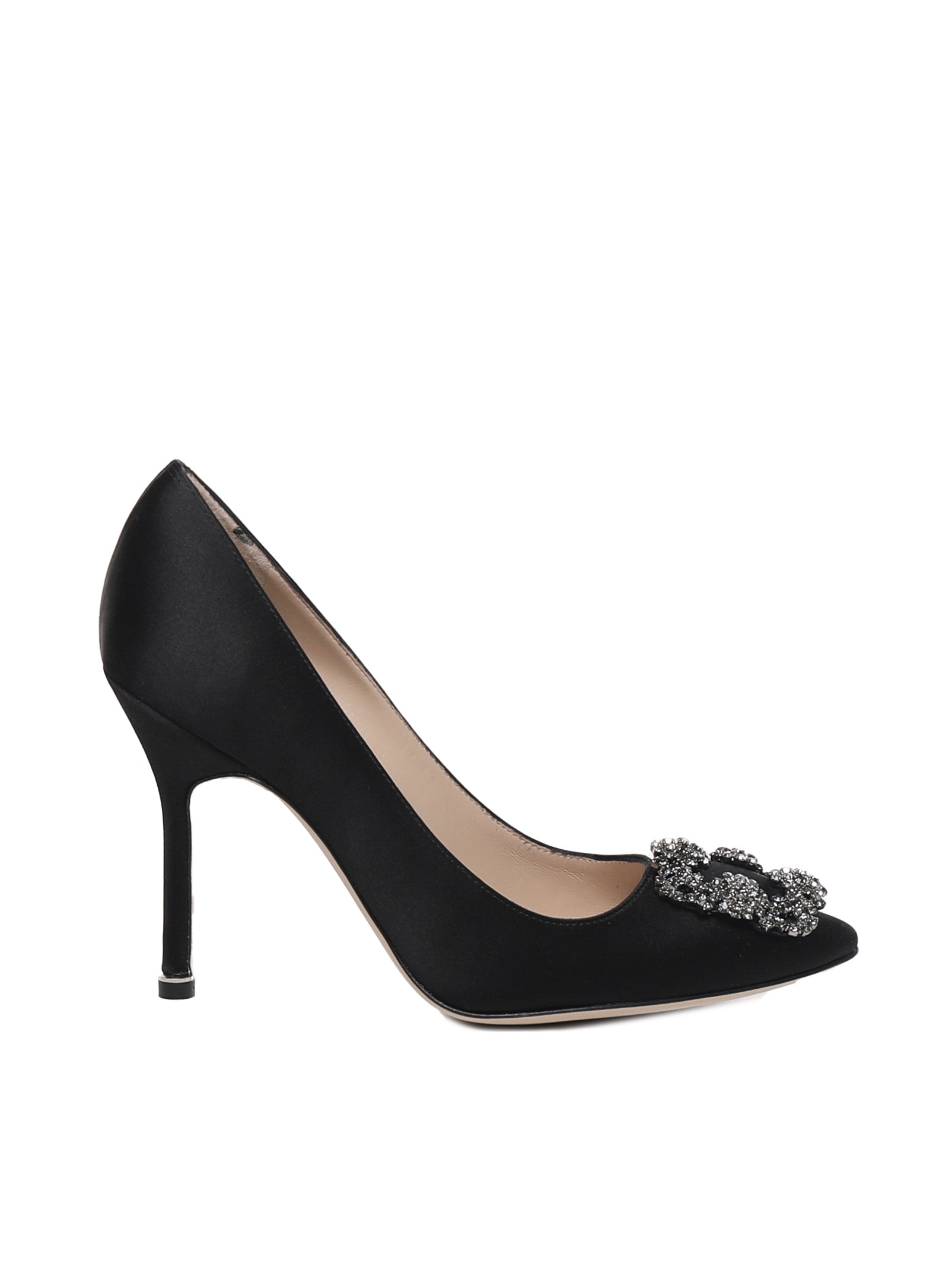 Manolo Blahnik With Heel Black Satin