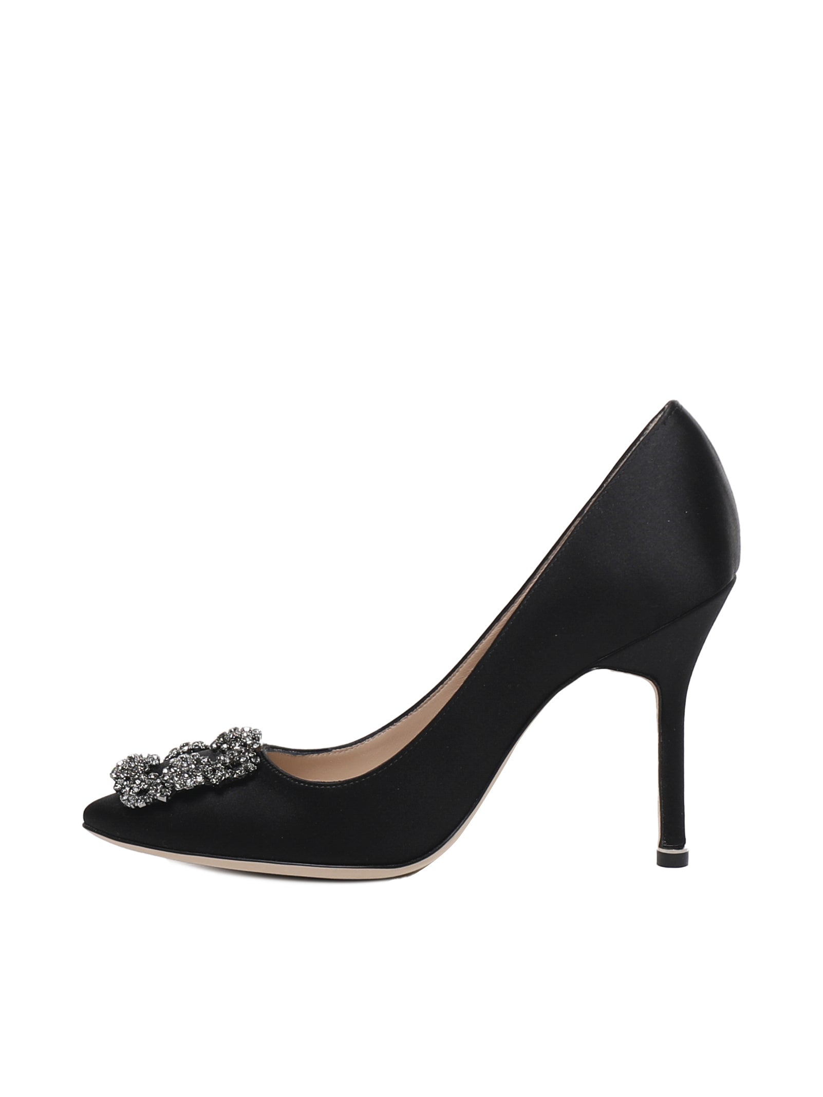 Manolo Blahnik With Heel Black Satin