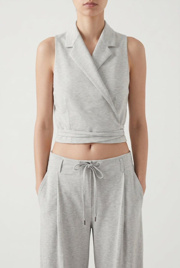 Brunello Cucinelli Womens Light Grey Sleeveless Shirt Gray