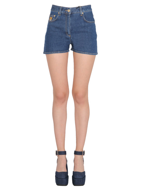 Bermuda With Embroidered Teddy Denim Cotton Short