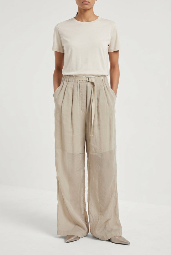 Brunello Cucinelli Womens Light Beige Wide Leg Trousers Cream
