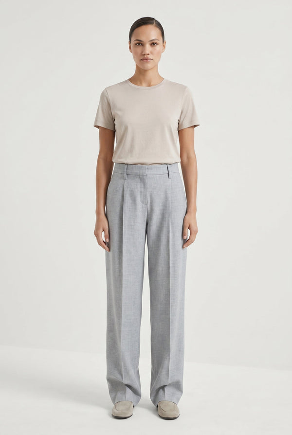 Brunello Cucinelli Womens Light Grey Linen Wool Trousers White