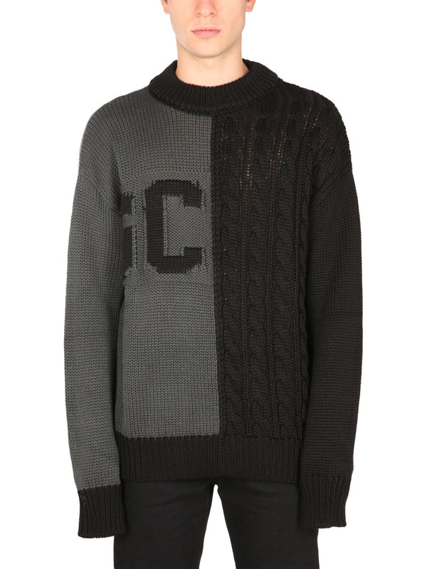 Sweater With Logo Inlay Charcoal Jumpers