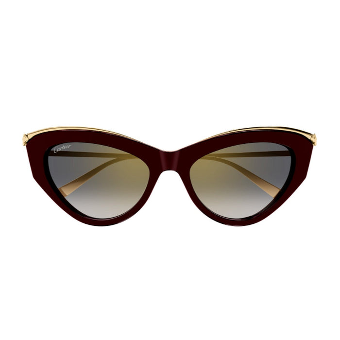 Cartier Ct0596s Panthere De Burgundy Acetato Riciclato/ Metallo Sunglasses