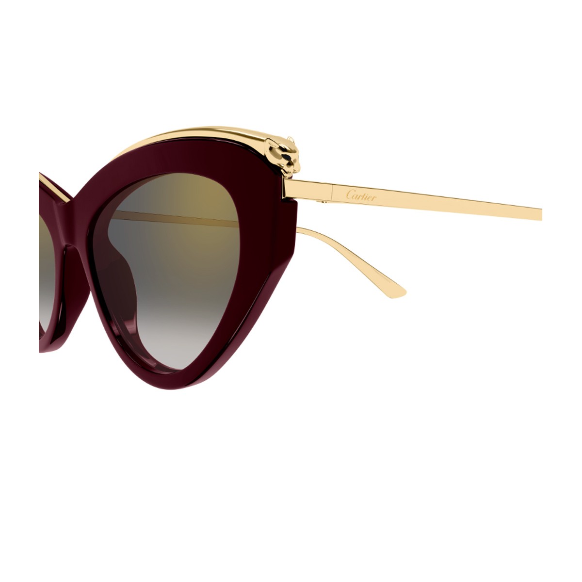 Cartier Ct0596s Panthere De Burgundy Acetato Riciclato/ Metallo Sunglasses