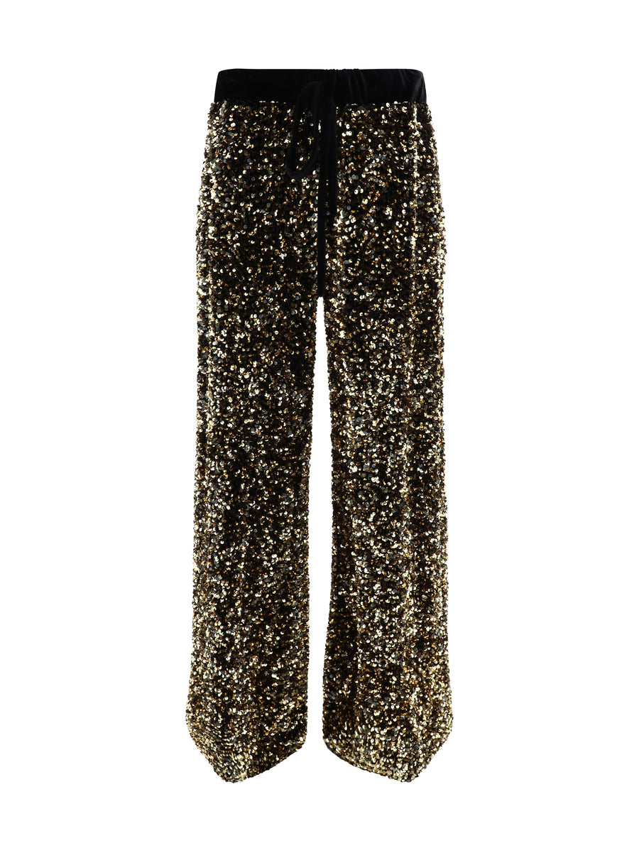 Ella 100% Polyamide trousers in gold