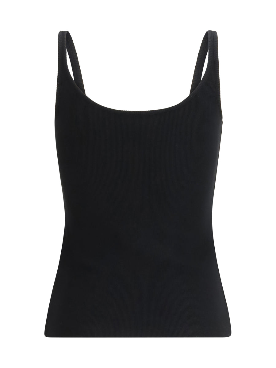 Tank Top Ribbed Cotton Black-White Black/white