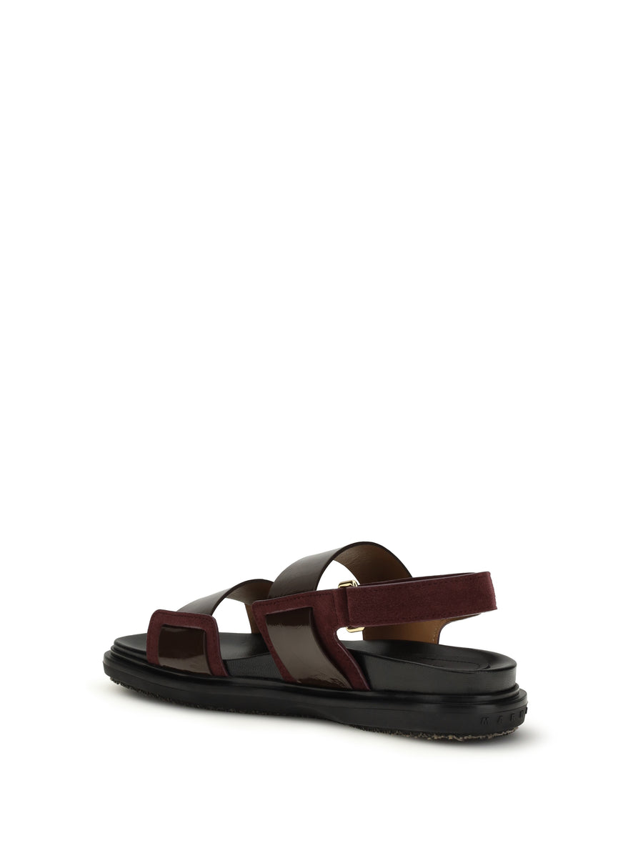 Sandals Fussbett Dark Brown-Bordeaux Brown/bordeaux Calf Leather (bos Taurus)