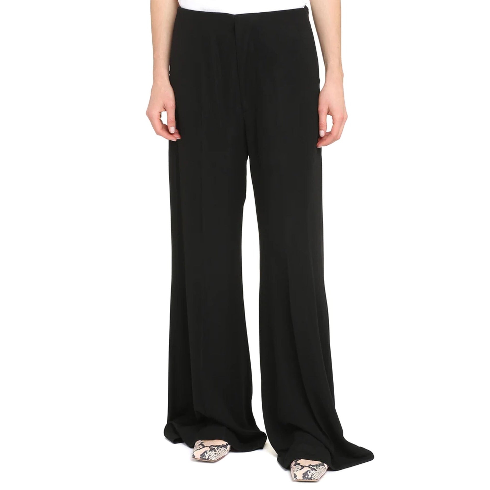 Wide-Leg Pants Black Viscose Polyamide