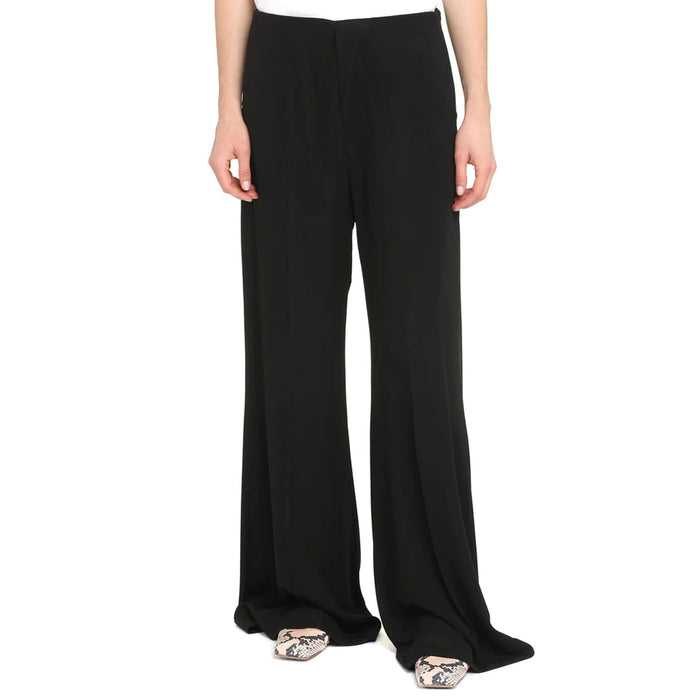 Wide-Leg Pants Black Viscose Polyamide