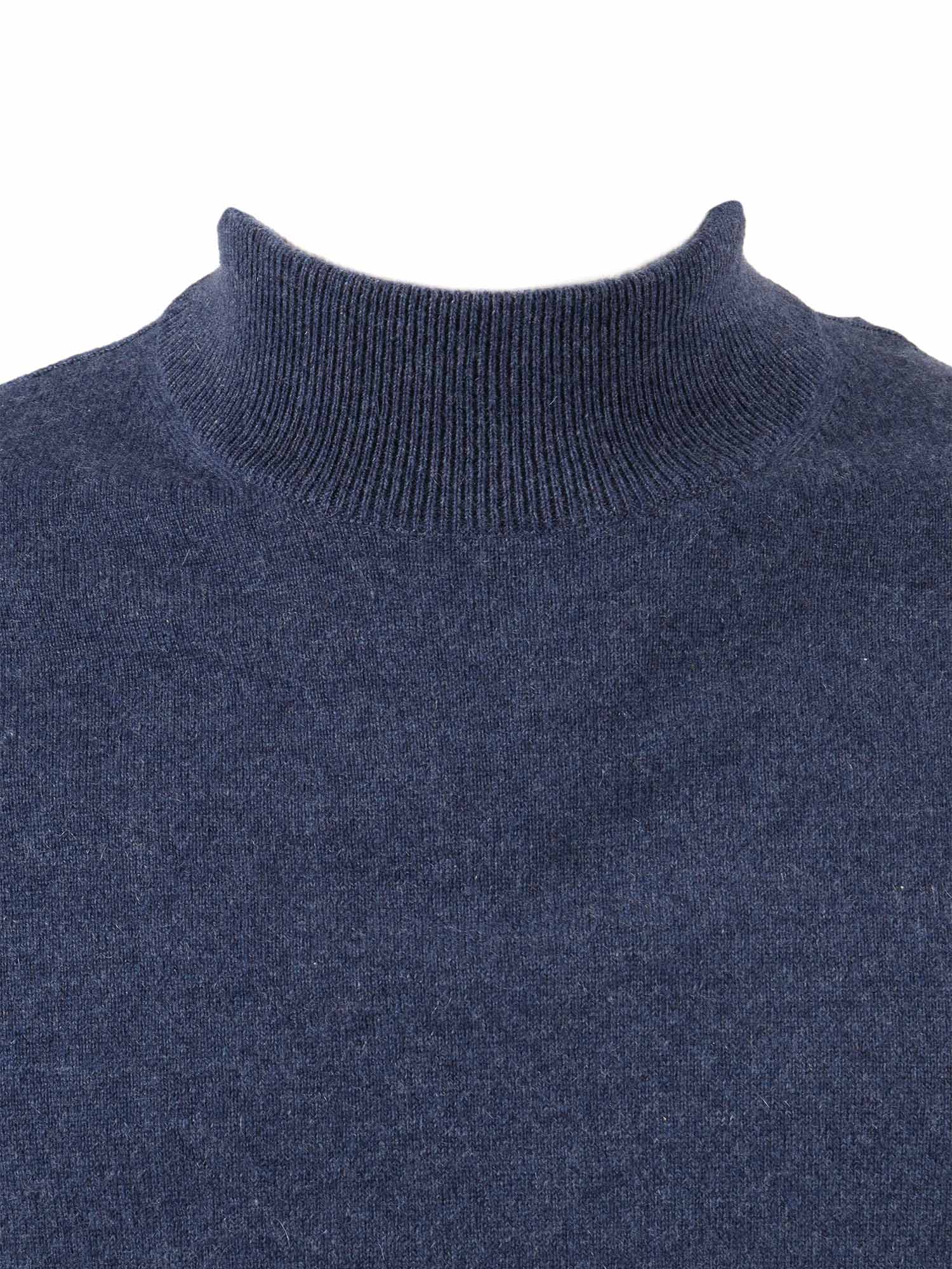 T Neck Pullover Blue Cashmere Turtleneck