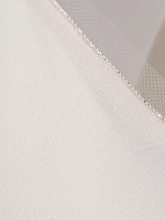 Enver Satin Front Back Top With Filo Diamante Detail White Acetate Viscose