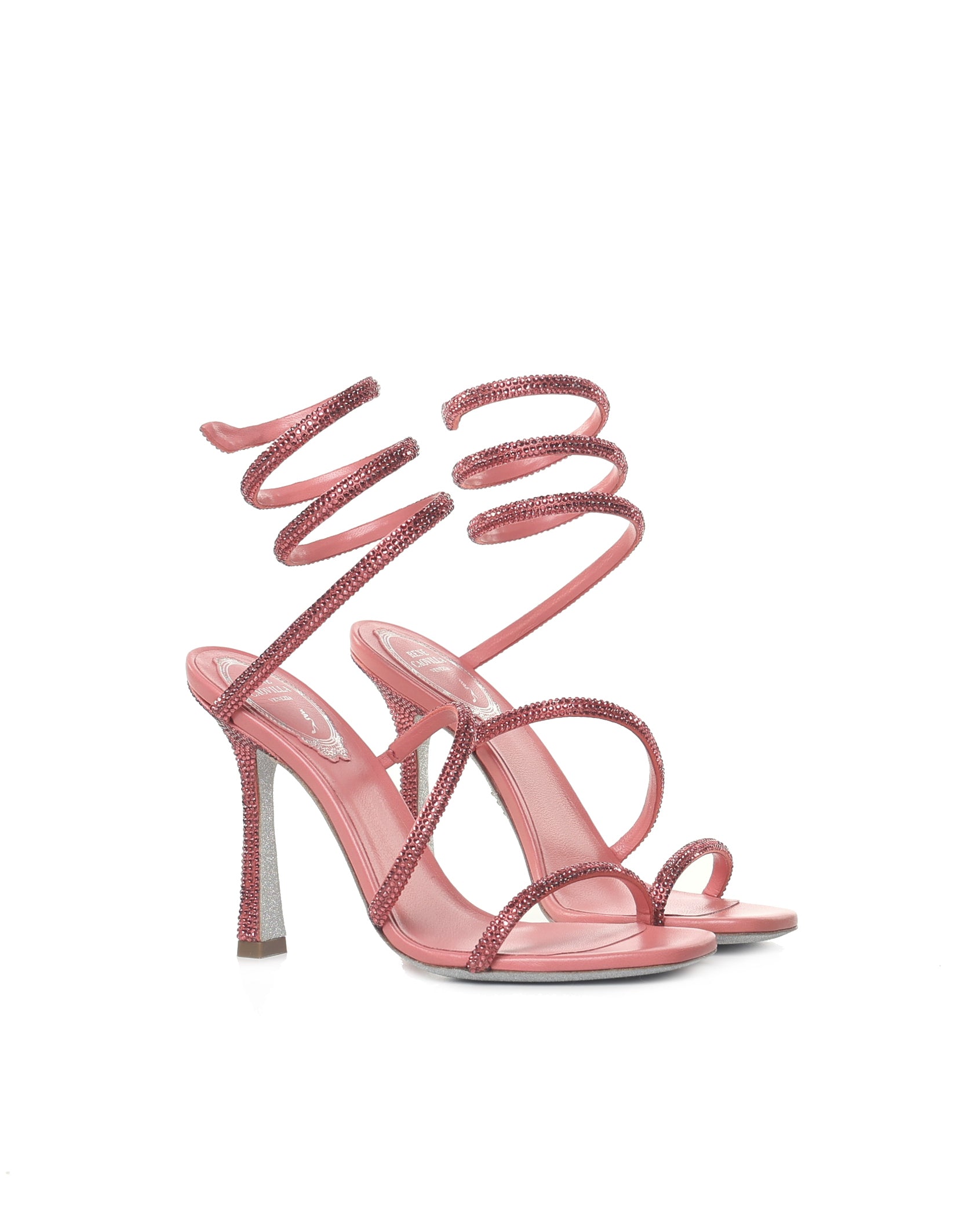 René Caovilla Sandals Peach Satin Calfskin