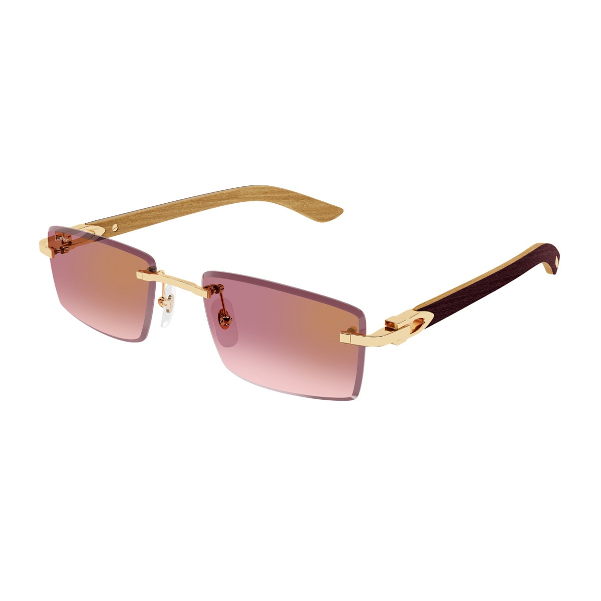 Cartier Ct0582s Décor C Allongé De Gold Metallo/legno Sunglasses