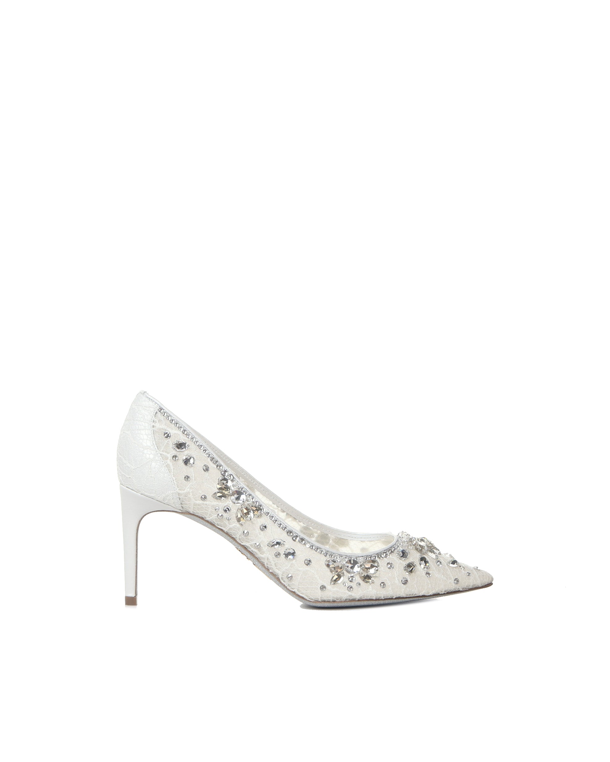 René Caovilla With Heel White Lace Calfskin