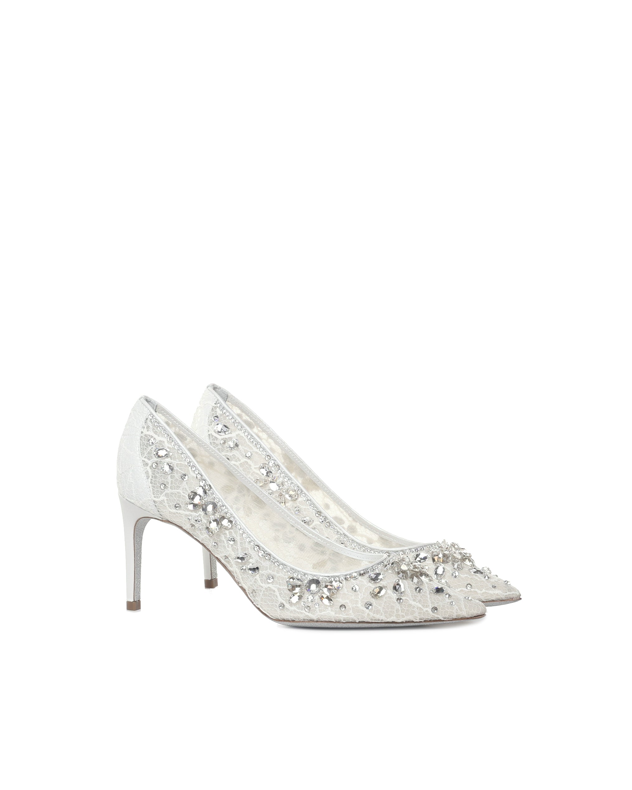 René Caovilla With Heel White Lace Calfskin