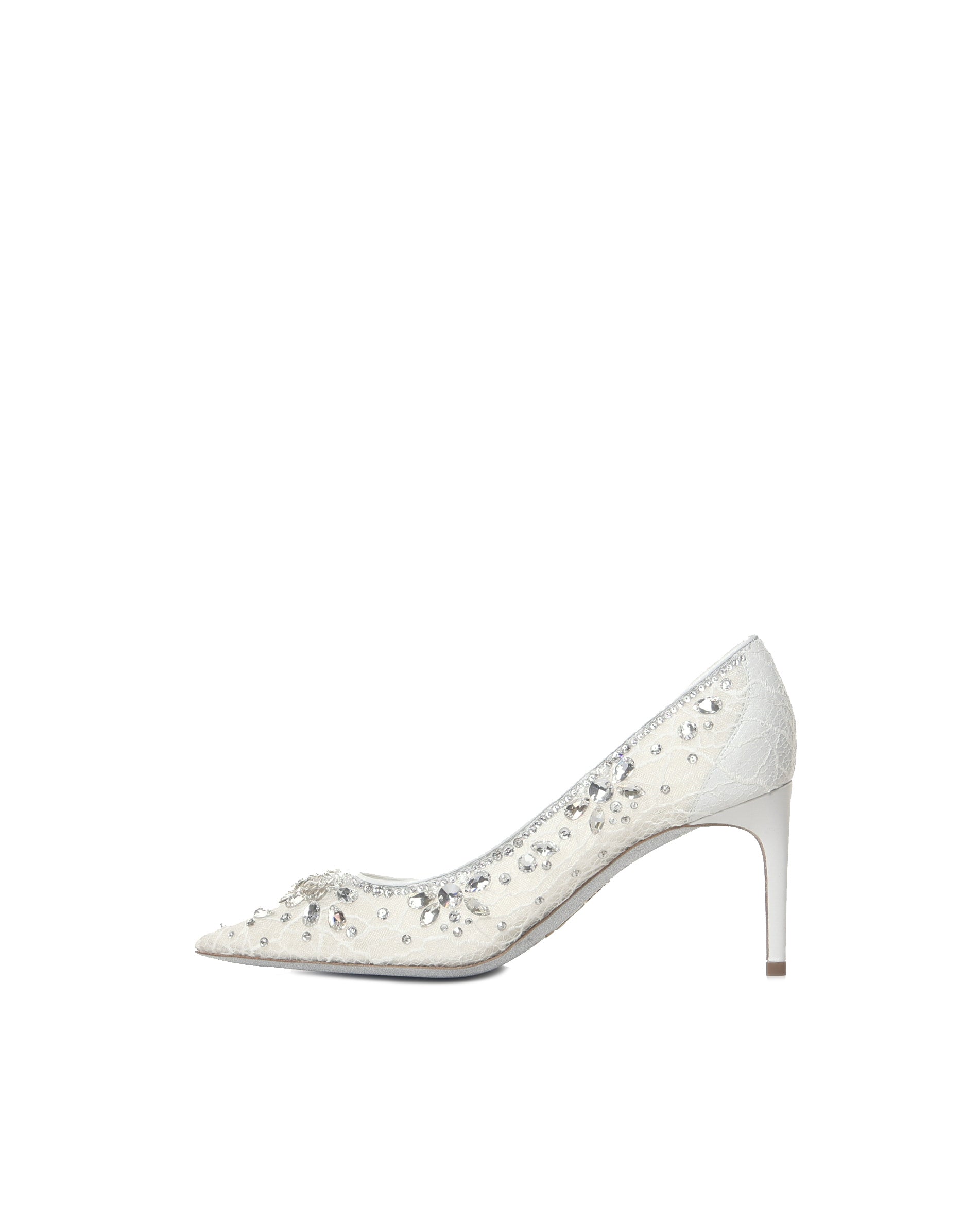 René Caovilla With Heel White Lace Calfskin