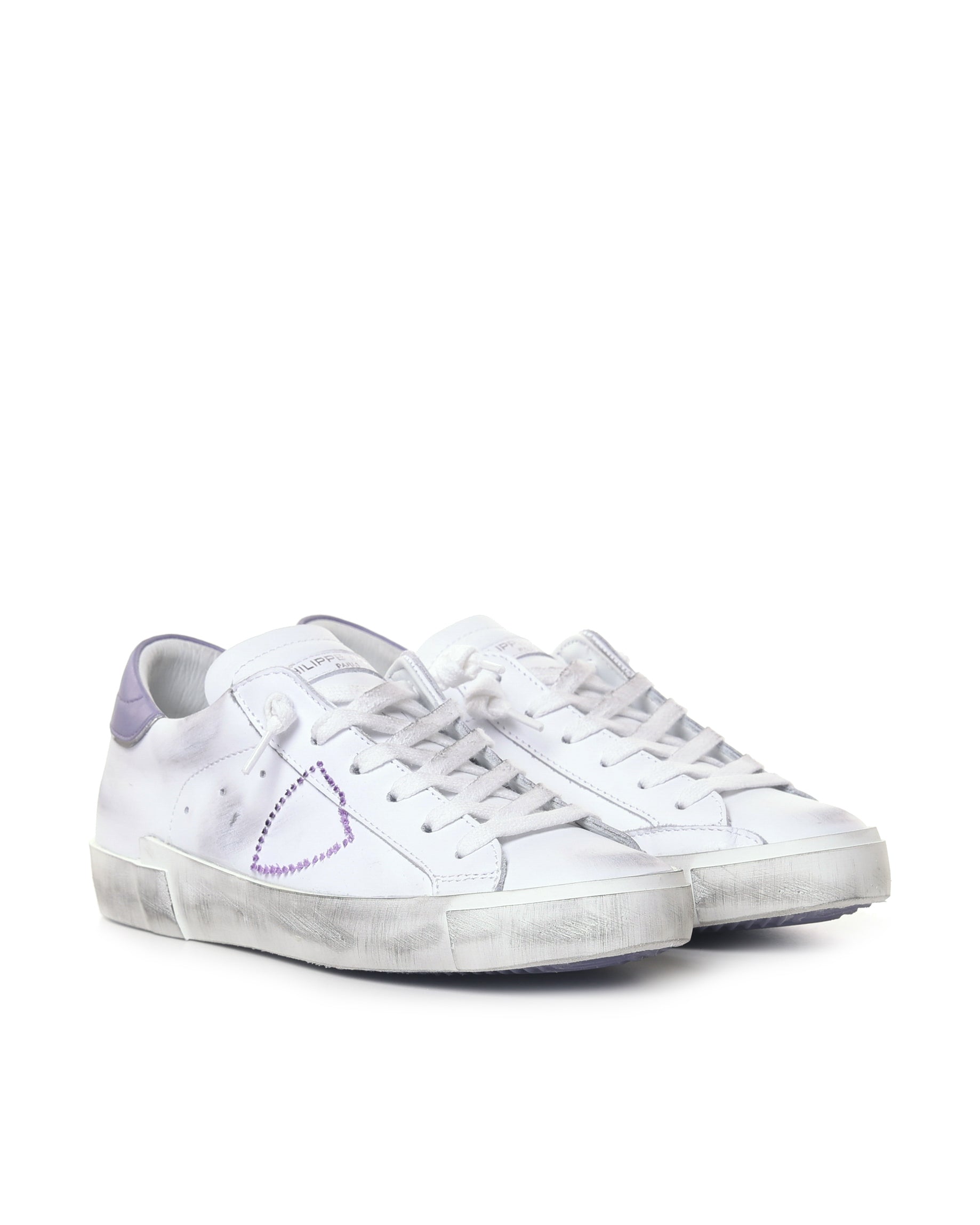 Philippe Model Sneakers Veau Broderie_blanc Violet Calfskin
