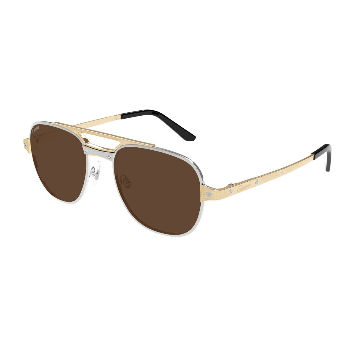Cartier Ct0477s Santos De Silver / Gold Metallo Optical Frames