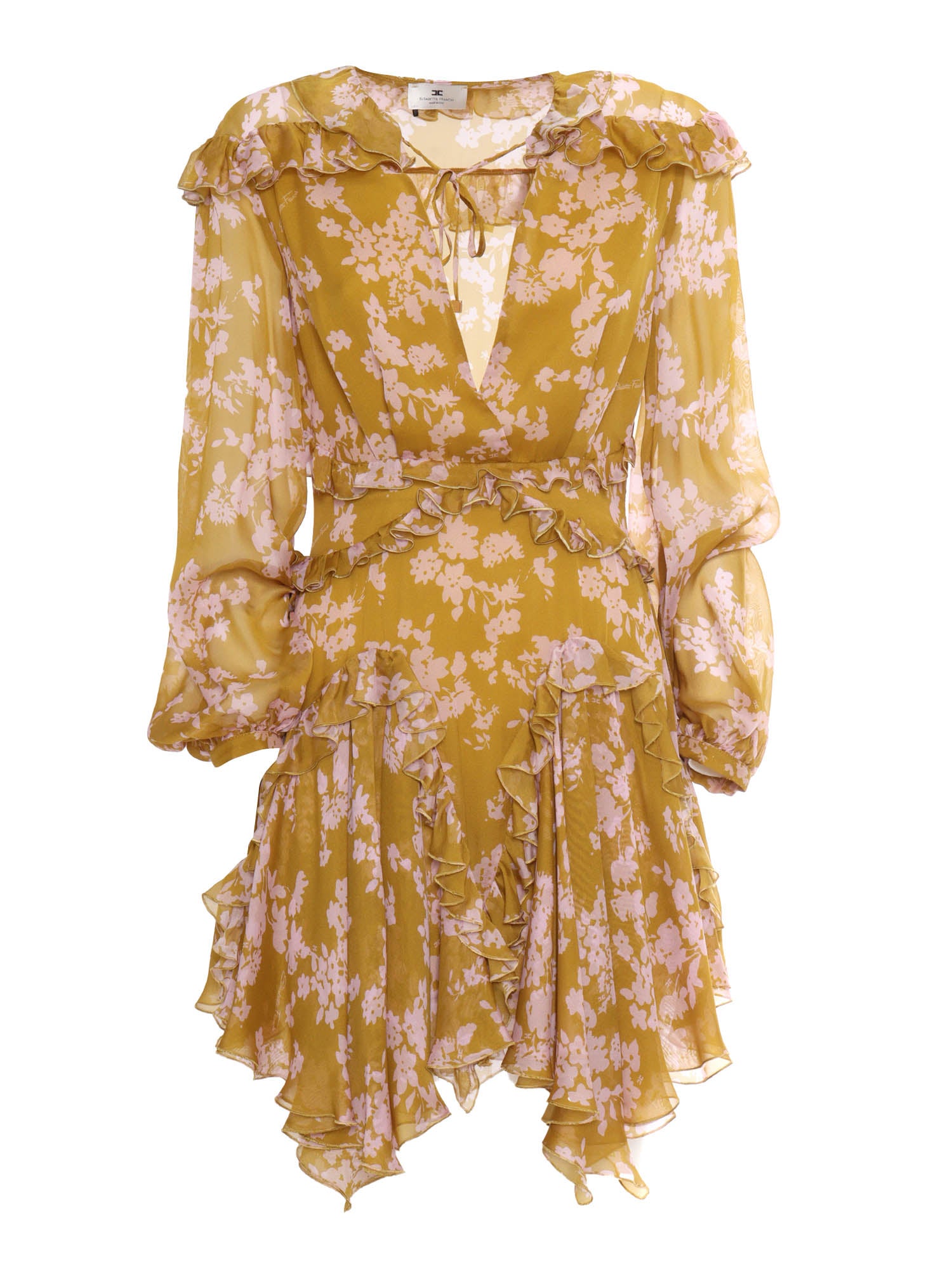 Yellow silk dress Midi