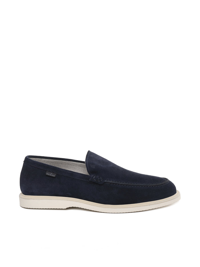 Hogan Flat Shoes Tuareg Blue Suede