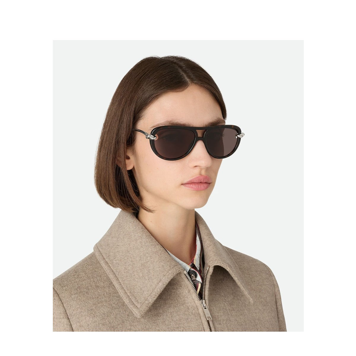 Bottega Veneta Bv1418s Signature Icons Dark Havana Bio-iniettato/metallo Sunglasses