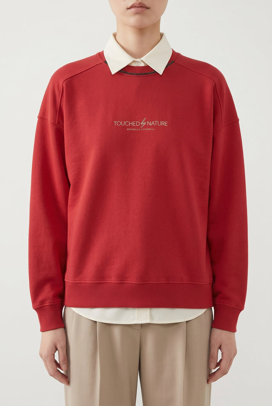 Brunello Cucinelli Womens Red Relaxed Cotton Sweater