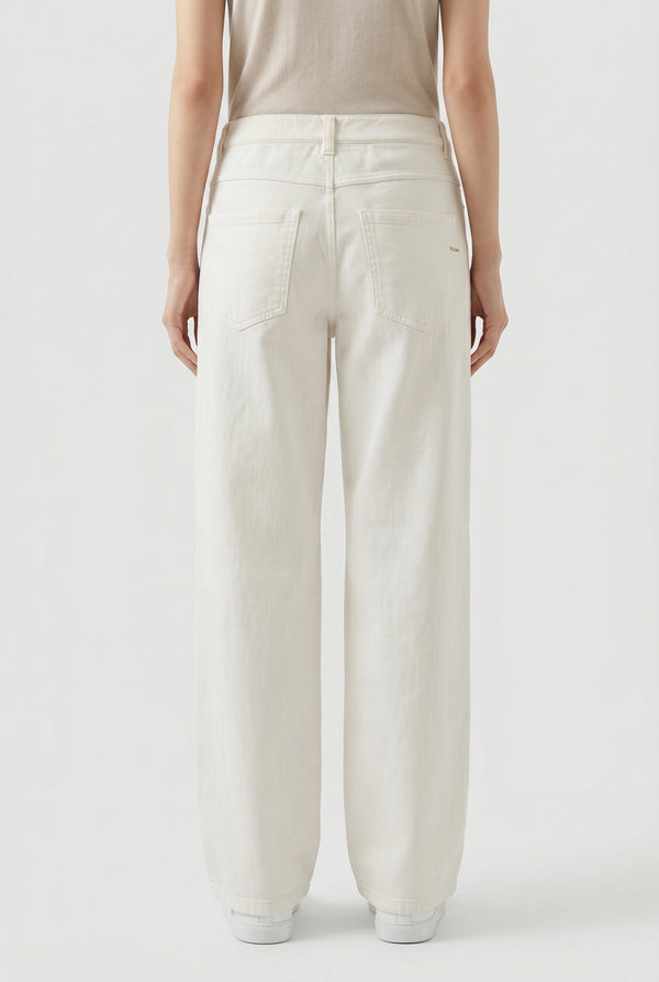 Brunello Cucinelli Womens Off White Relaxed Cotton Trousers