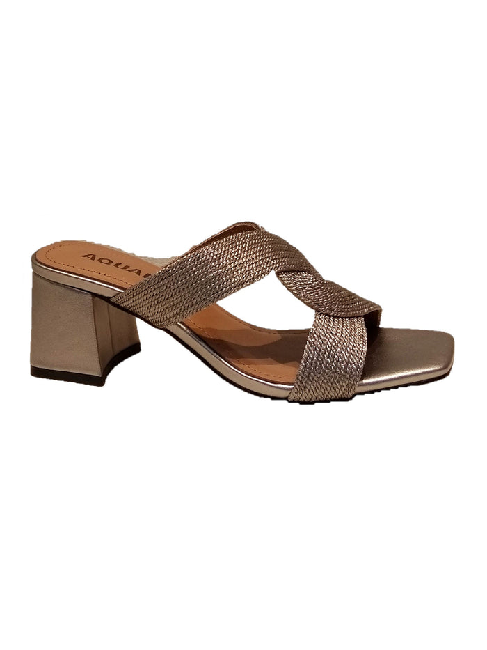 Sandalias Rafia Metallic Calf Leather Shoe