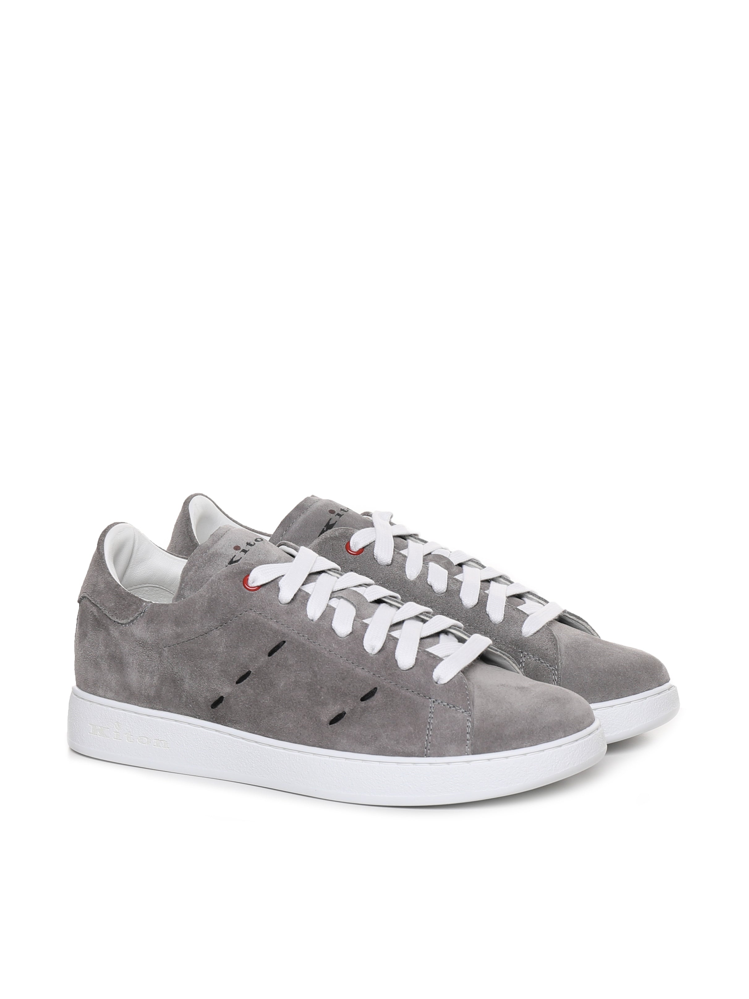 Kiton Sneakers Grey Suede Calfskin